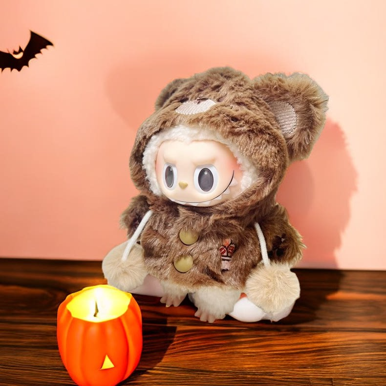 Halloween LABUBU Bear Hat Outfit – Plush, Festive Doll Costume for 10cm Dolls - Image 2