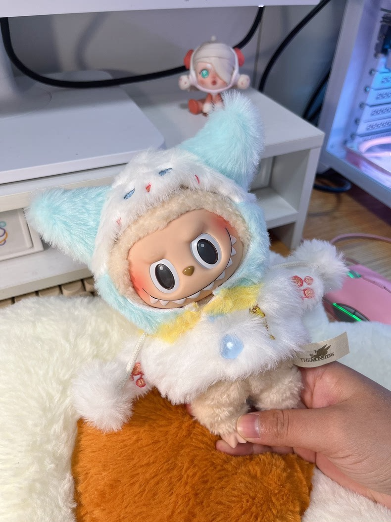 Festive LABUBU Doll Christmas Outfit – Cozy Cat Hat & Plush Attire for Holiday Joy - Image 2