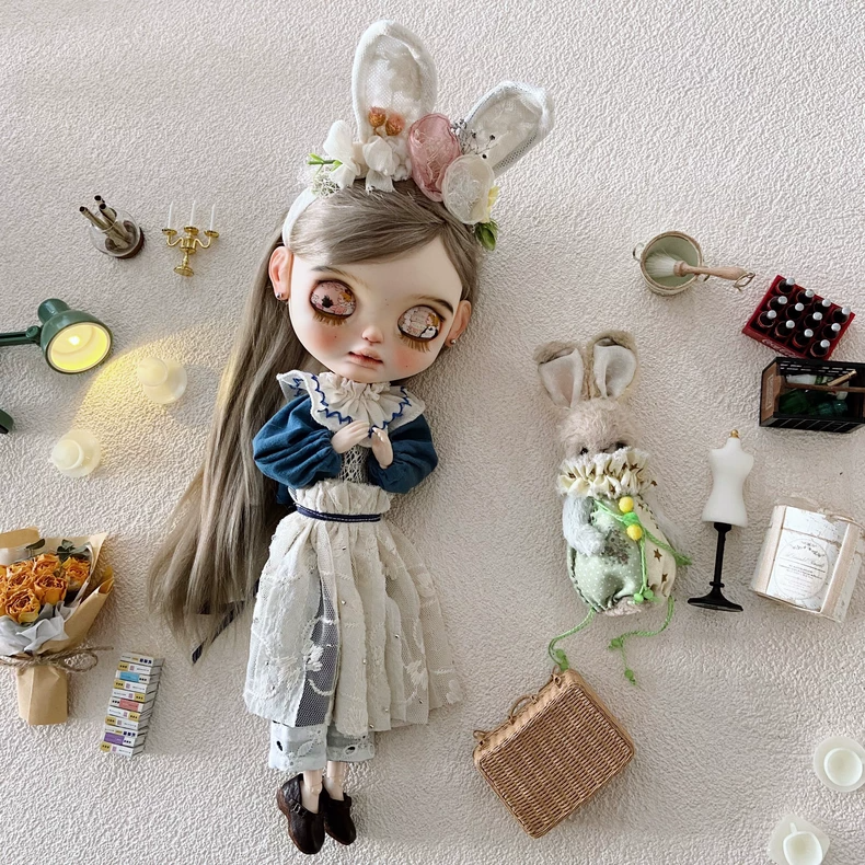 Vintage Charm Blythe Doll Clothes: Pastel Floral Lace 3-Piece Set - Premium Collector Outfit - Image 1