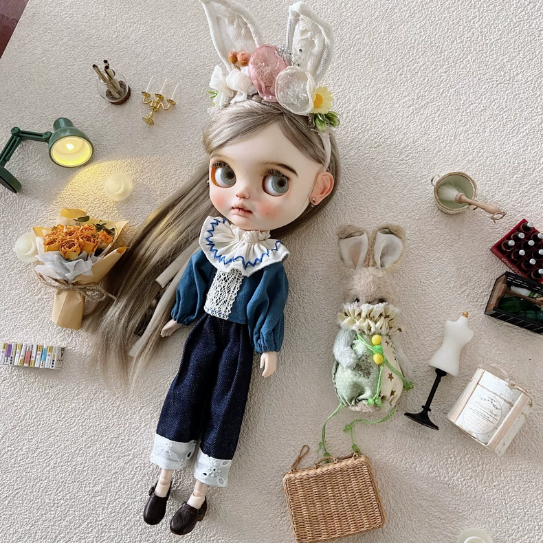 Vintage Charm Blythe Doll Clothes: Pastel Floral Lace 3-Piece Set - Premium Collector Outfit - Image 5