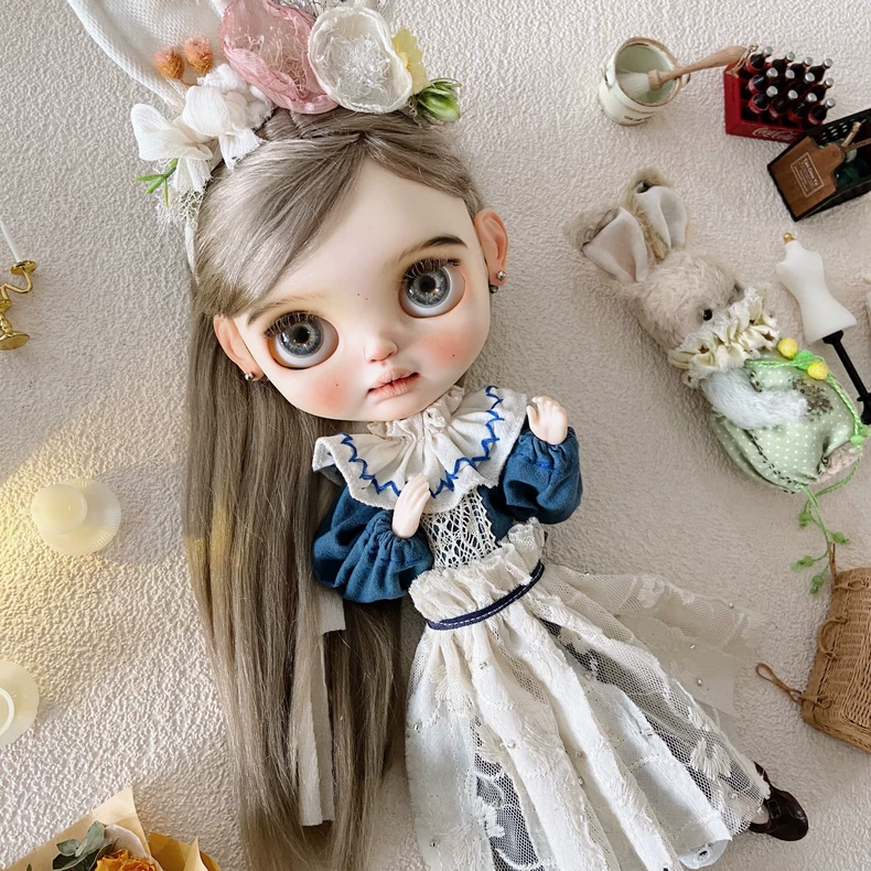 Vintage Charm Blythe Doll Clothes: Pastel Floral Lace 3-Piece Set - Premium Collector Outfit - Image 6