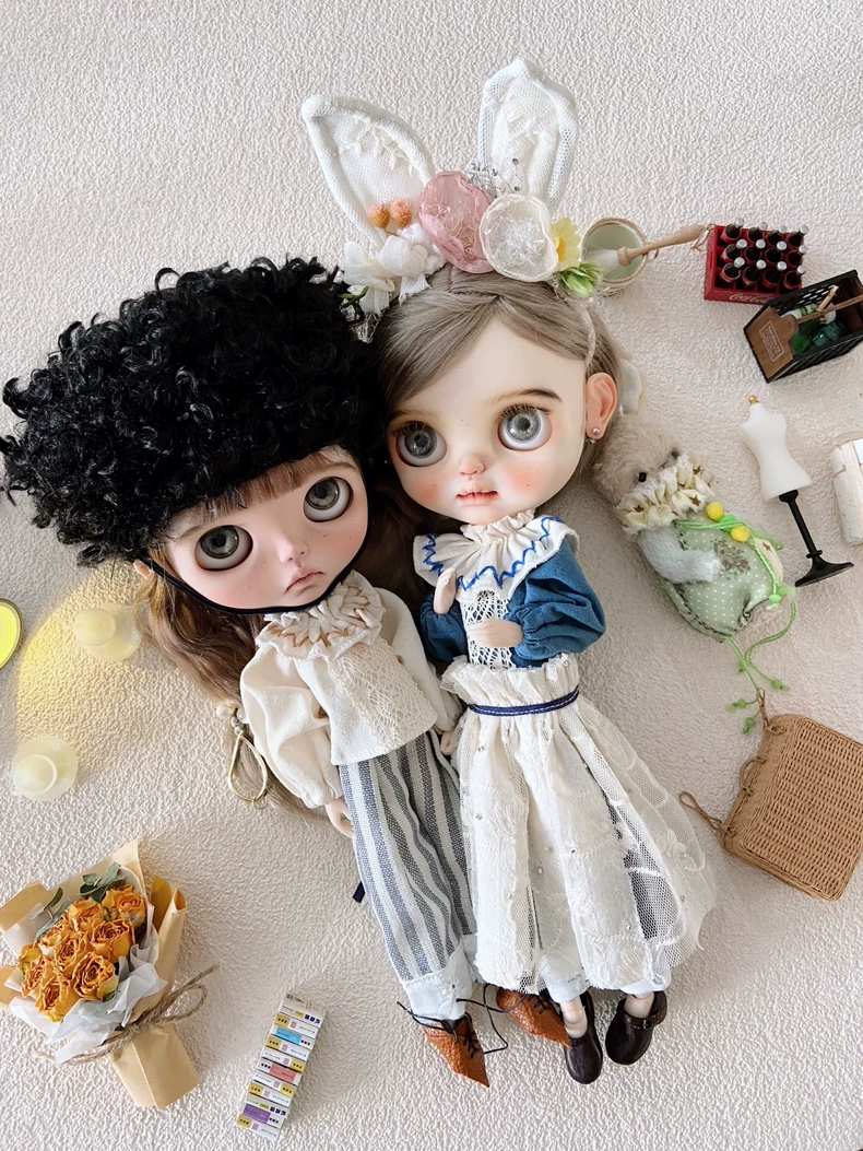 Vintage Charm Blythe Doll Clothes: Pastel Floral Lace 3-Piece Set - Premium Collector Outfit - Image 7
