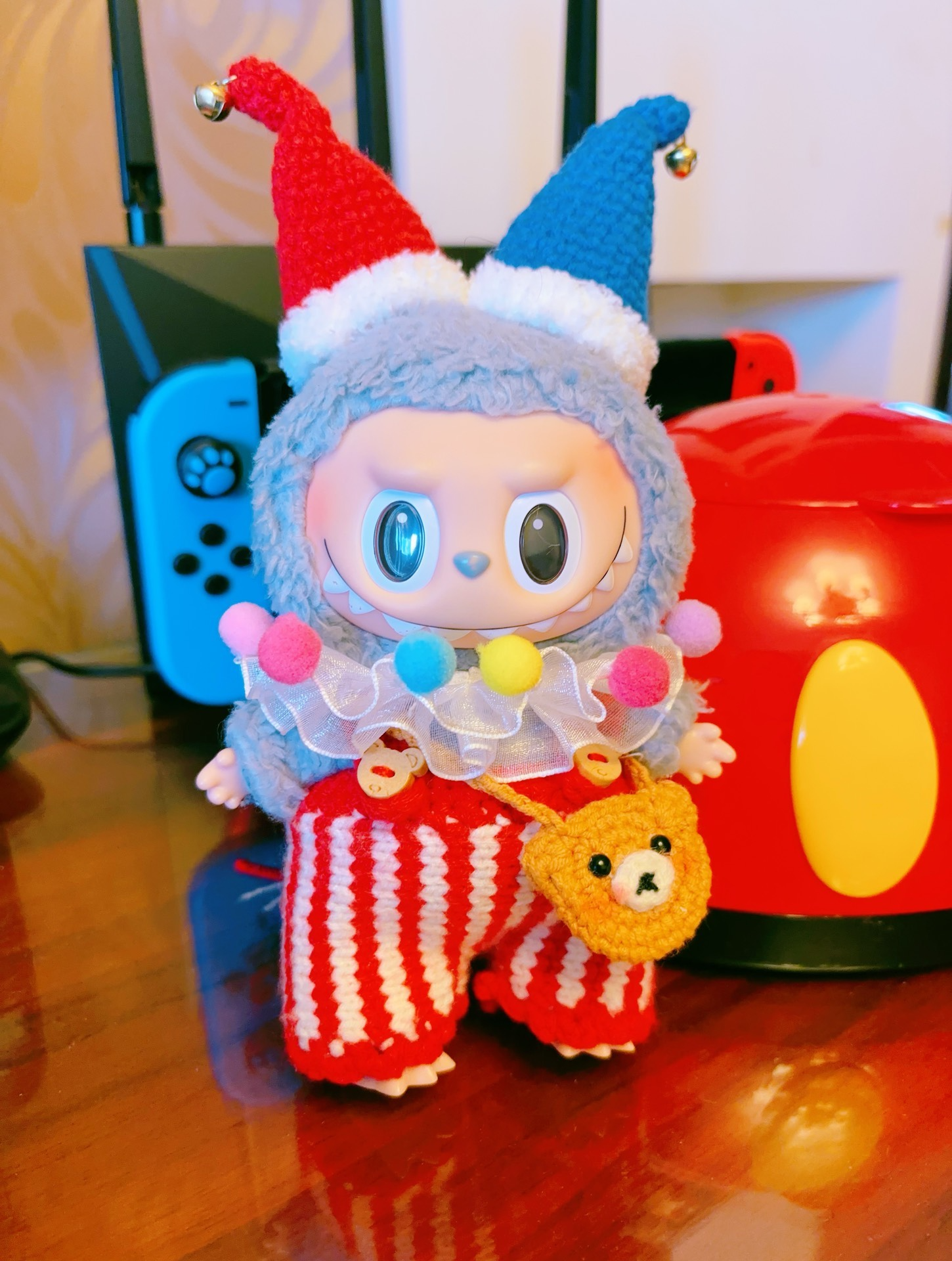 Whimsical Clown Labubu Doll Outfit: Vibrant Stripes, Festive Pom-Poms & Premium Craftsmanship - Image 4