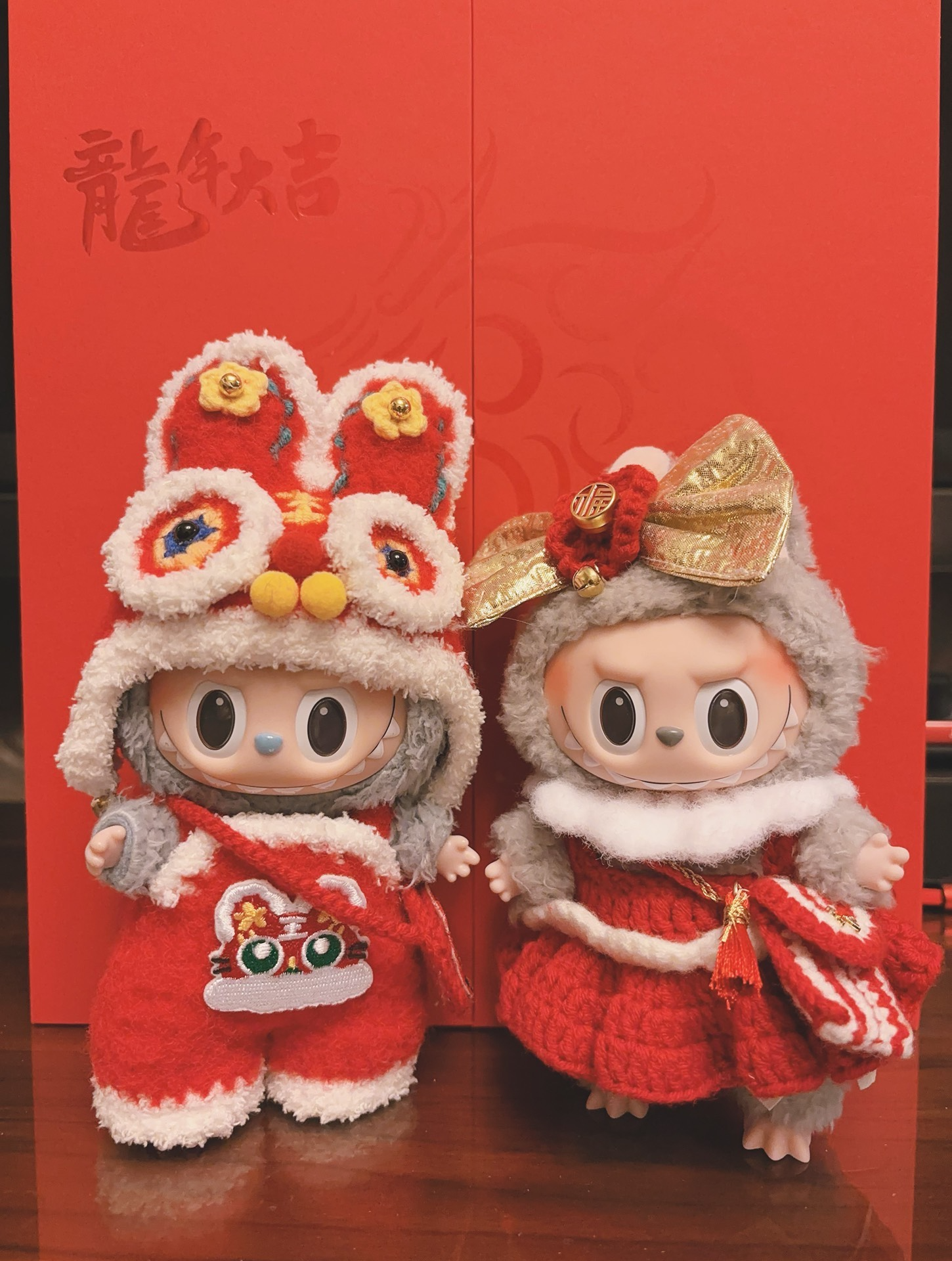 Handmade Labubu Tiger Head Hat & Plush Jumpsuit – Festive New Year Outfit for Collectors - Image 2