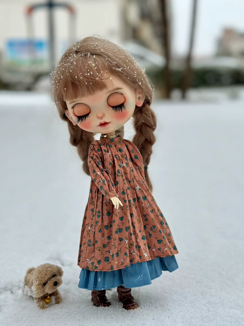 Vintage BLYTHE Floral Dress Set – Elegant Terracotta & Teal Outfit with Lace Accents - Image 5