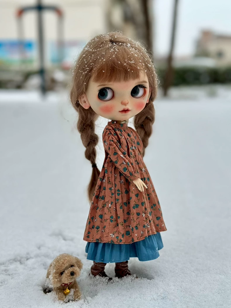 Vintage BLYTHE Floral Dress Set – Elegant Terracotta & Teal Outfit with Lace Accents - Image 6