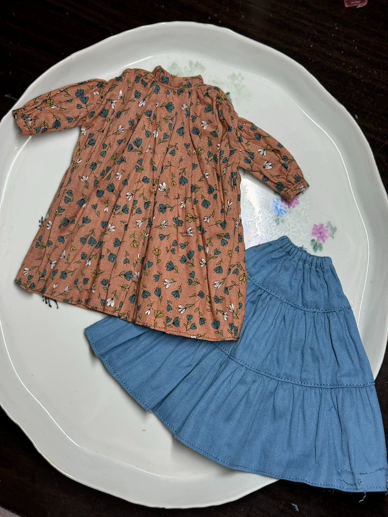 Vintage BLYTHE Floral Dress Set – Elegant Terracotta & Teal Outfit with Lace Accents - Image 7