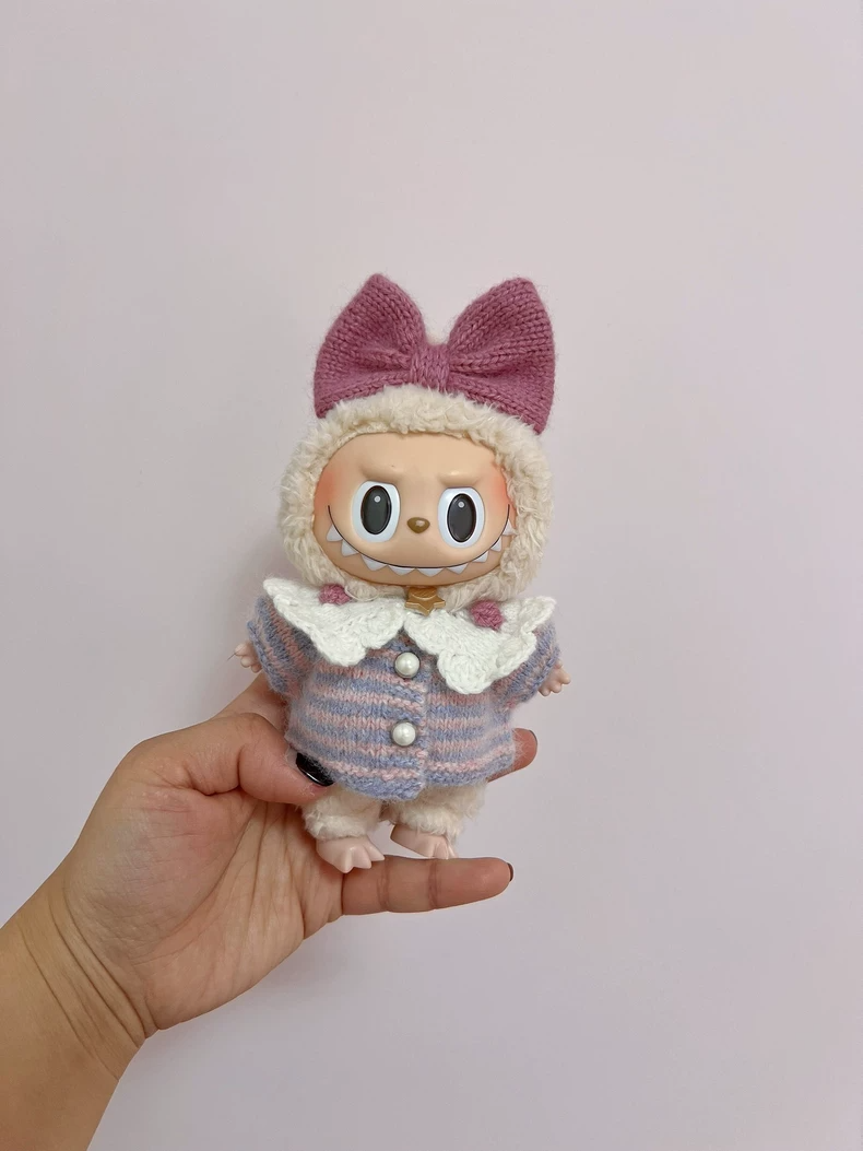 Handmade Pastel Labubu Doll Sweater with Bow – Cozy, Stylish & Collectible - Image 1