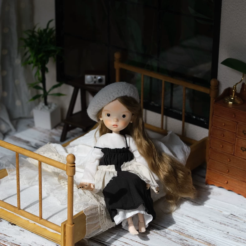 Elegant Black & White Layered Doll Outfit for BLYTHE OB24 OB22 Azone - Adjustable Straps, Detachable Beret, Premium Craftsmanship - Image 4