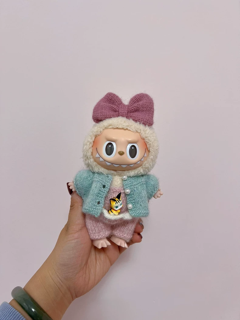 Custom Knit Labubu Doll Outfit – Soft Yarn, Pastel Colors, Durable & Stylish - Image 2