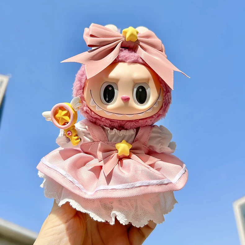 Whimsical Labubu Doll Outfit: Pink Lace Dress & Playful Wand for Imaginative Play - Image 2