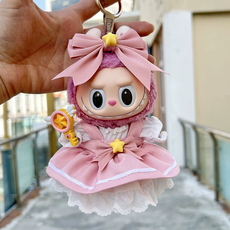 Whimsical Labubu Doll Outfit: Pink Lace Dress & Playful Wand for Imaginative Play - Image 3