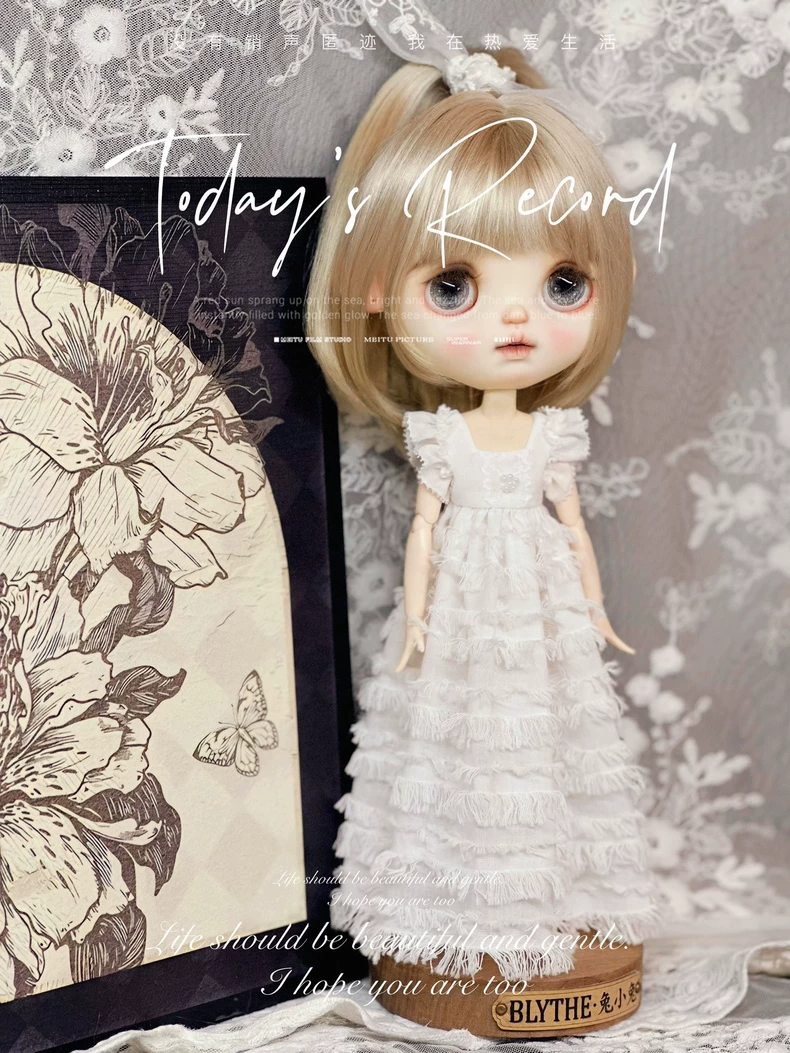 Exquisite Blythe Doll Dress – Delicate Lace & Ruffles for ob24 – Elegant Tea Party Outfit - Image 1