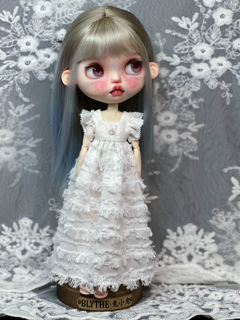 Exquisite Blythe Doll Dress – Delicate Lace & Ruffles for ob24 – Elegant Tea Party Outfit - Image 3