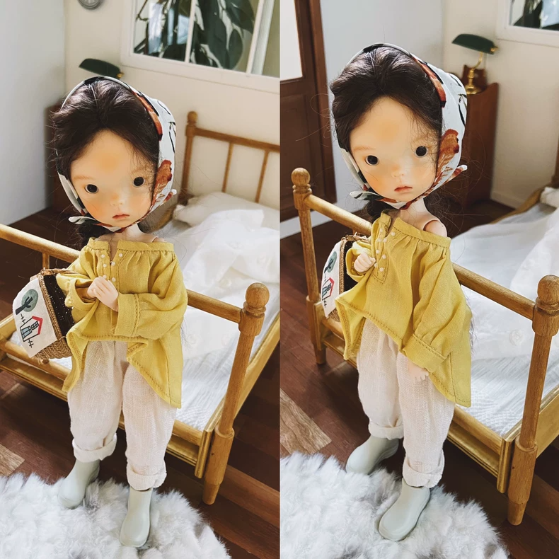 Vibrant Summer Blythe Doll Outfits – Licca6 & Ob24/22 Styles, Linen-Like Comfort, Off-Shoulder Tops & Cropped Pants for Beach & Play - Image 1