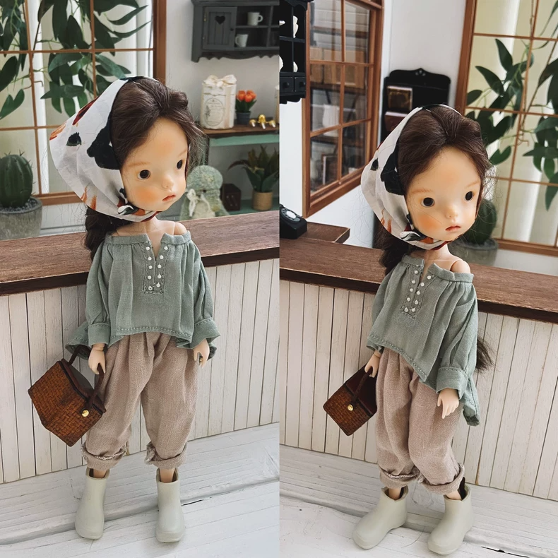 Vibrant Summer Blythe Doll Outfits – Licca6 & Ob24/22 Styles, Linen-Like Comfort, Off-Shoulder Tops & Cropped Pants for Beach & Play - Image 6