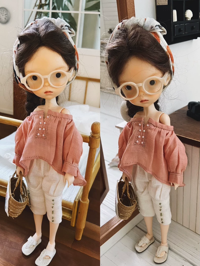 Vibrant Summer Blythe Doll Outfits – Licca6 & Ob24/22 Styles, Linen-Like Comfort, Off-Shoulder Tops & Cropped Pants for Beach & Play - Image 7