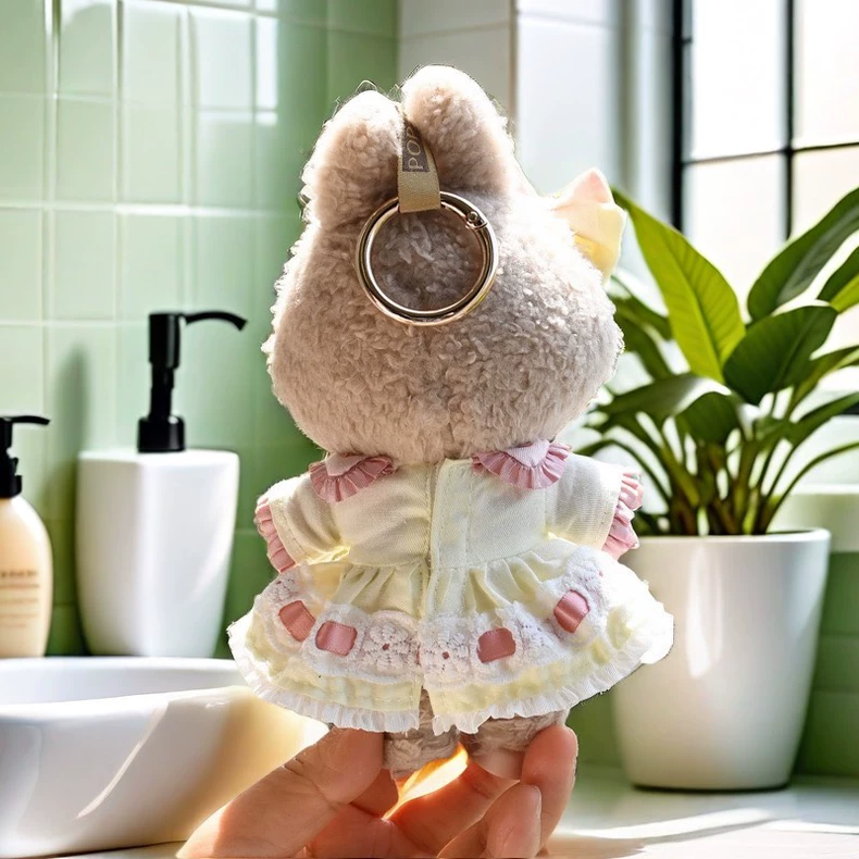 Whimsical Labubu Doll Outfit: Pastel Dress with Ruffles & Bow for Collectors - Image 7