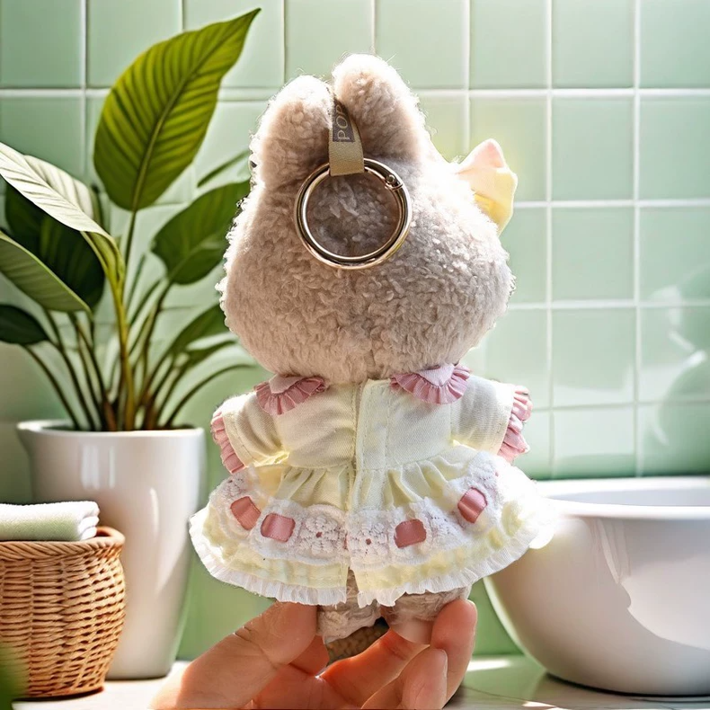 Whimsical Labubu Doll Outfit: Pastel Dress with Ruffles & Bow for Collectors - Image 8