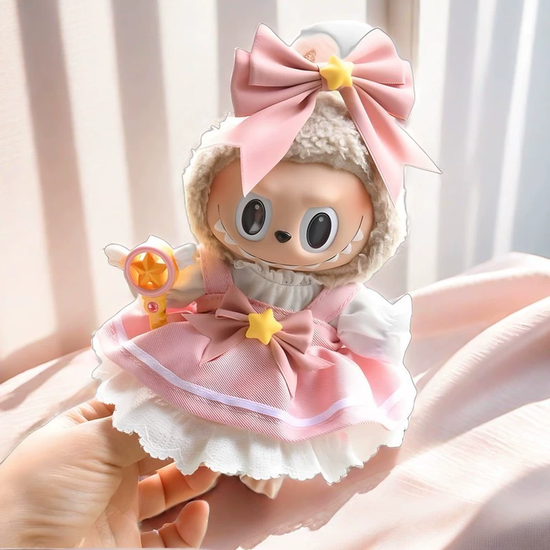 Enchanted Labubu Fairy Doll Outfit – Magical Pink Dress with Bow & Wand, Soft Plush Collectible - Image 2