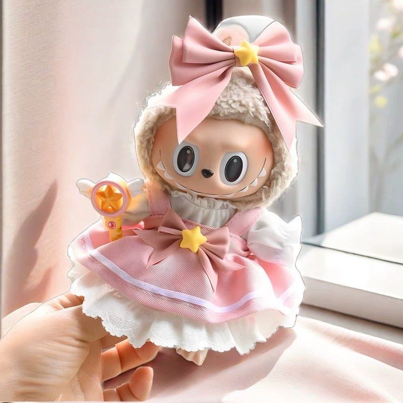 Enchanted Labubu Fairy Doll Outfit – Magical Pink Dress with Bow & Wand, Soft Plush Collectible - Image 3