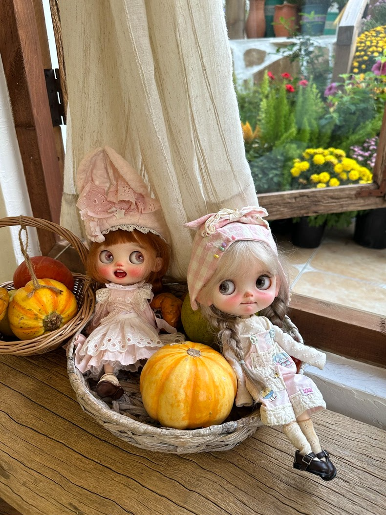 Handmade Vintage BLYTHE Doll Outfit – Pastel Gingham & Lace Trim, Adjustable Overalls, Premium Quality - Image 3