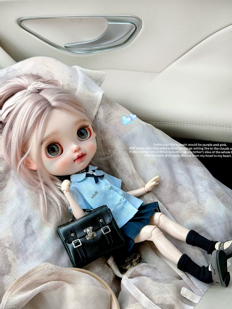 Handmade Thai School Uniform Outfit for Blythe ob24 Dolls | Light Blue & Navy - Image 5