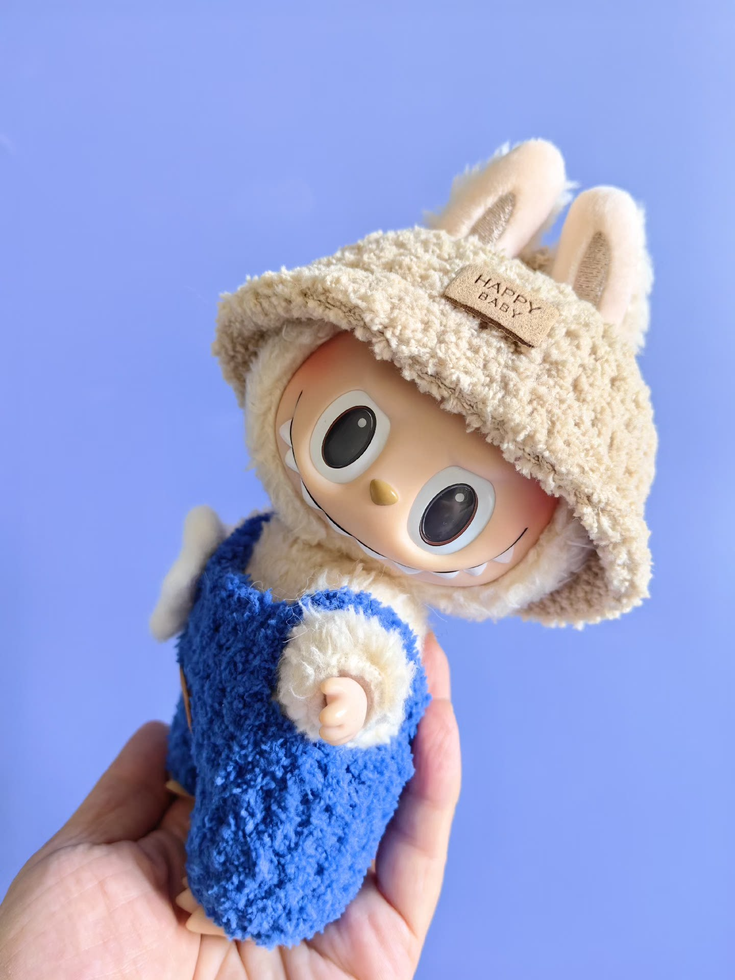 Cozy Bunny Labubu Doll Outfit – Plush Hat & Egg-Print Jumpsuit for Whimsical Play & Collecting - Image 3
