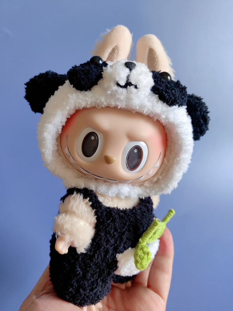 Adorable Panda Labubu Doll Outfit – Cozy Hat & Pants Set for Collectors - Image 3