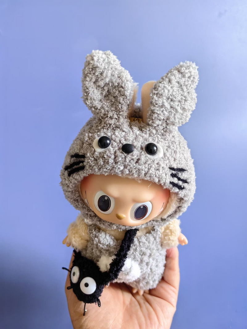 Whimsical Labubu Doll in Cozy Totoro Outfit – Soft Plush Collectible with Hat & Pants - Image 2