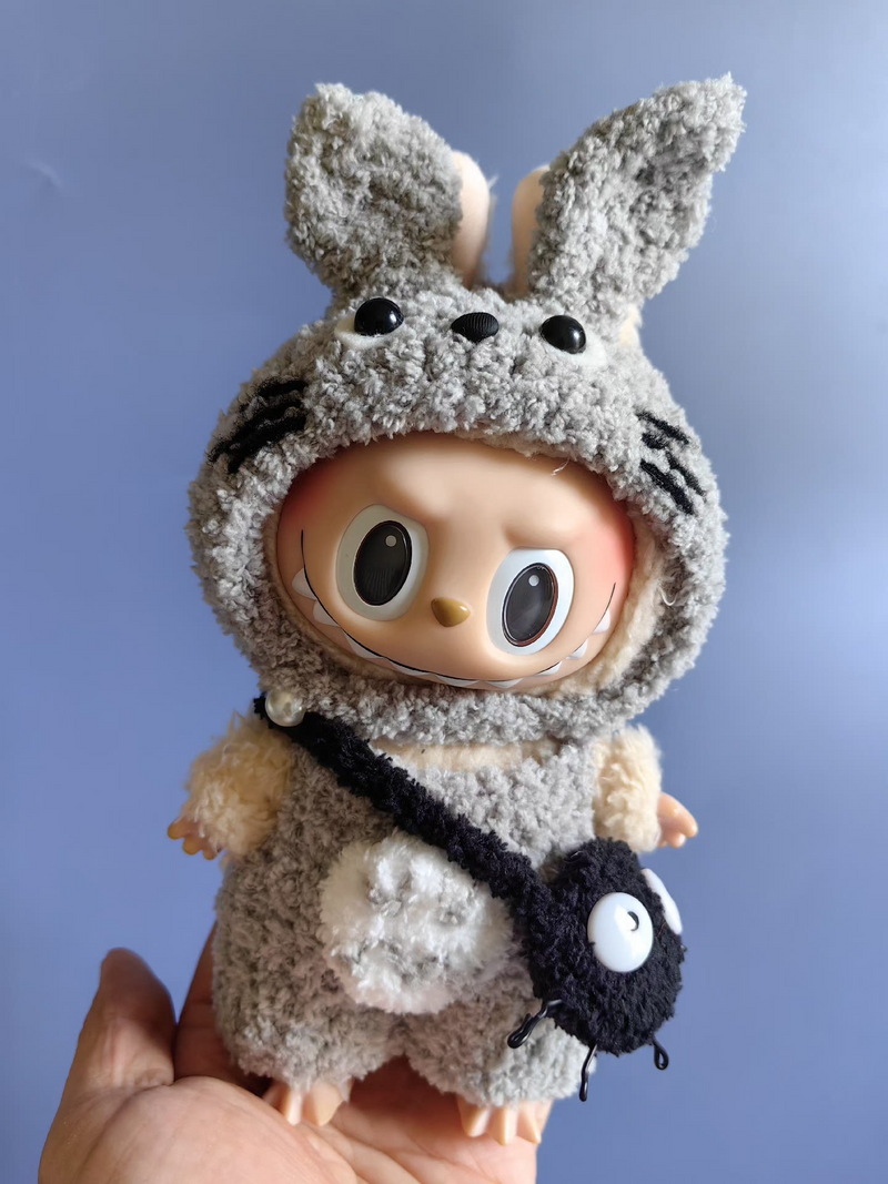 Whimsical Labubu Doll in Cozy Totoro Outfit – Soft Plush Collectible with Hat & Pants - Image 4