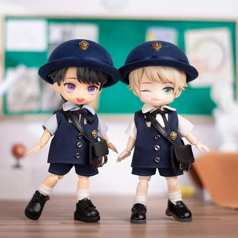 Charming OB11 Doll Outfit: Japanese Kindergarten Uniform with Beret & Vest for BJD & GSC Molly - Image 1
