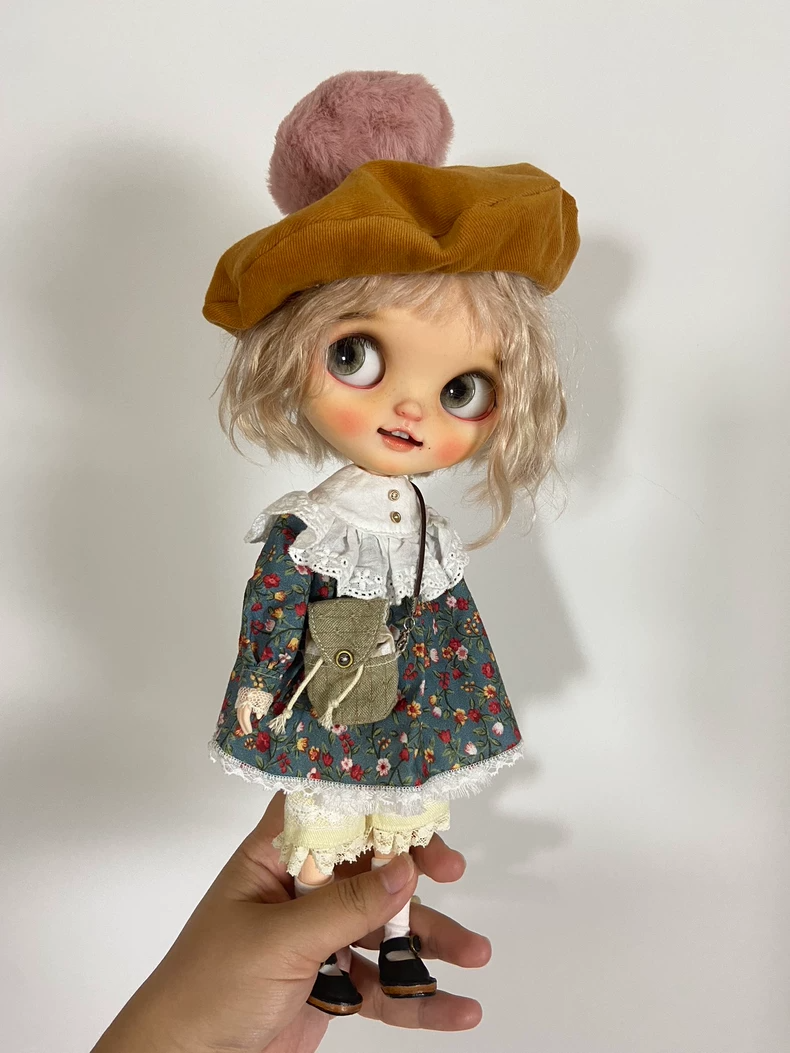Vintage Floral Lace Dress & Beret Set for OB22 OB24 Blythe Dolls - Image 5