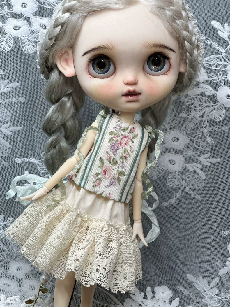 Handmade Blythe Doll Dress - Custom Fit, Floral Lace Detail, Premium Cotton - Image 8