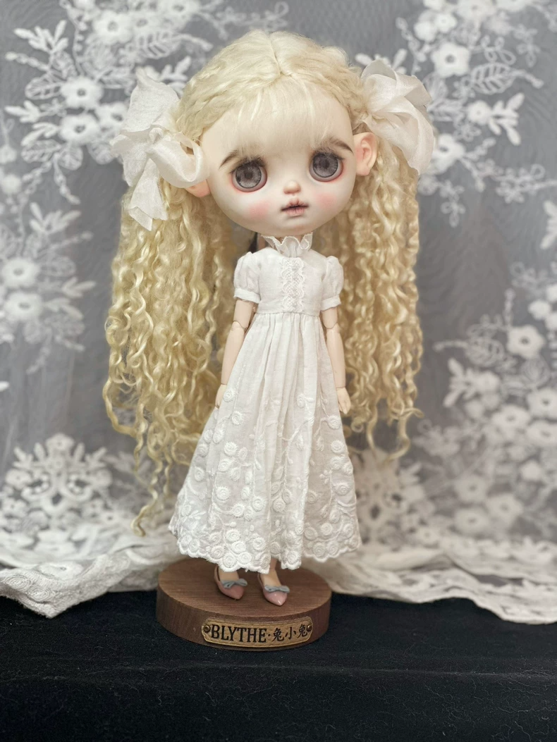 Exquisite Floral Lace Dress for Blythe Dolls – Elegant ob24 Outfit with Delicate Embroidery - Image 7