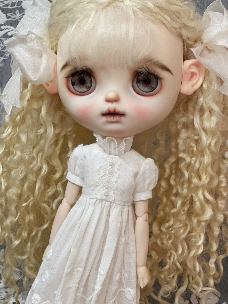 Exquisite Floral Lace Dress for Blythe Dolls – Elegant ob24 Outfit with Delicate Embroidery - Image 9