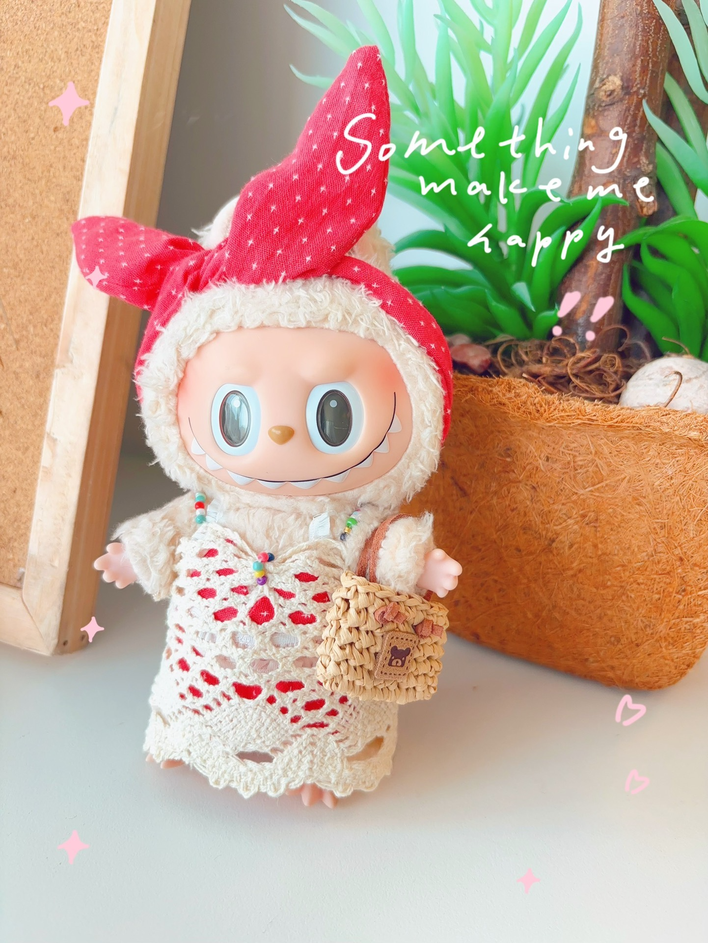 Handmade Labubu Doll Summer Outfit: Bikini, Lace Skirt, Bear Bag & Headband – Vibrant & Versatile Play Set - Image 3