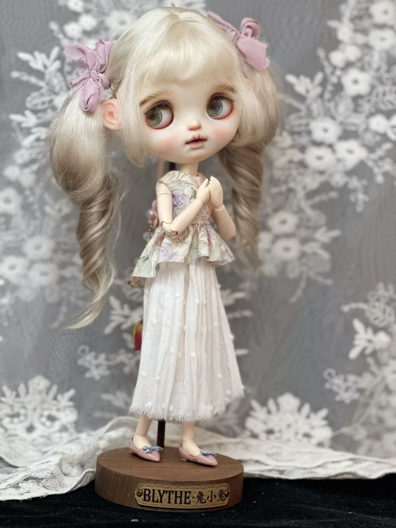 Charming Blythe Doll Outfit: Floral Pastel Top & Flowing Skirt for ob24 – Elegant & Versatile Handcrafted Ensemble - Image 5