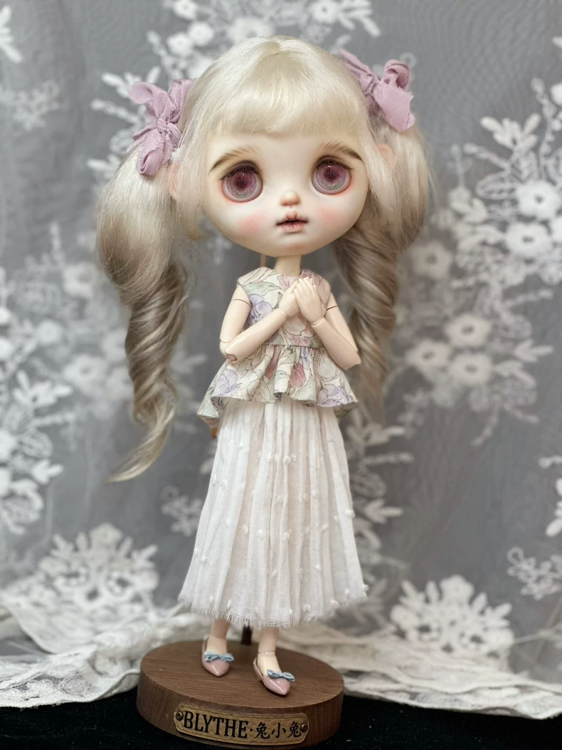 Charming Blythe Doll Outfit: Floral Pastel Top & Flowing Skirt for ob24 – Elegant & Versatile Handcrafted Ensemble - Image 6