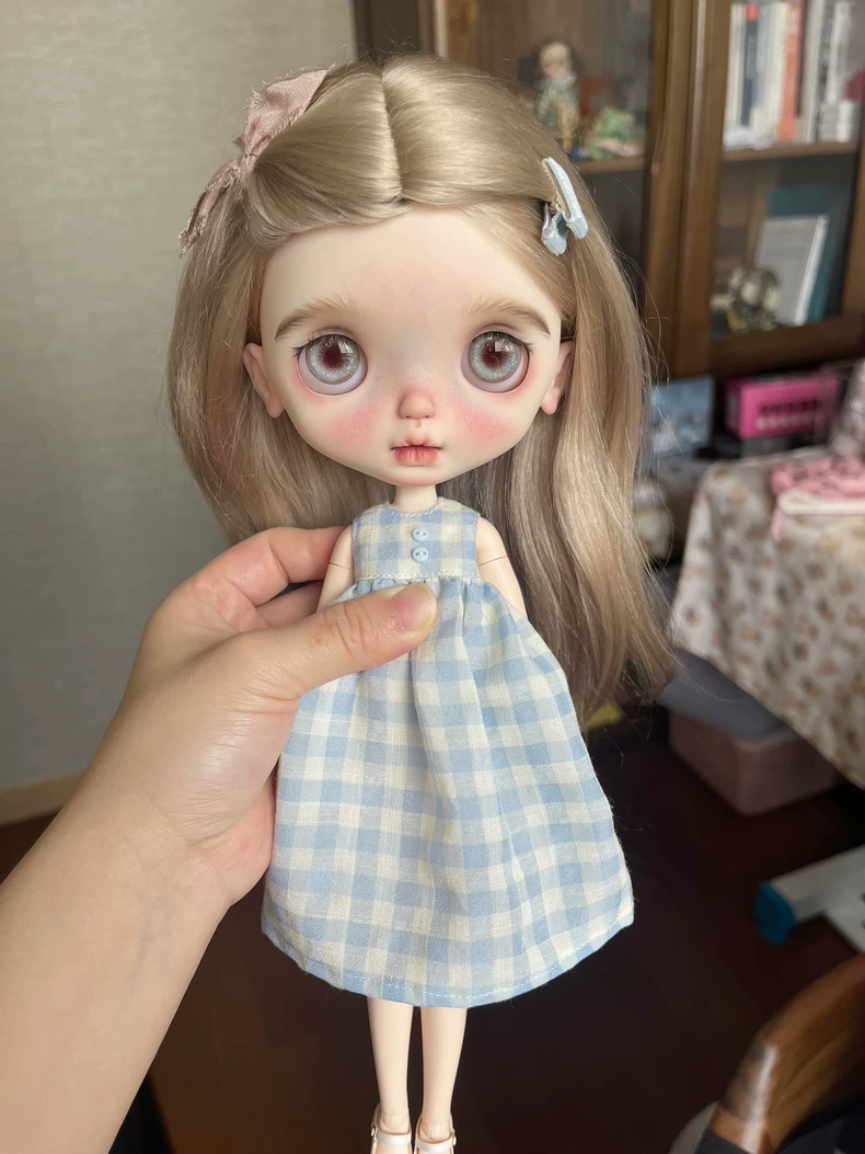 Charming Blythe Doll Plaid Dress – Stylish, Handcrafted & Durable for OB24 Dolls - Image 1