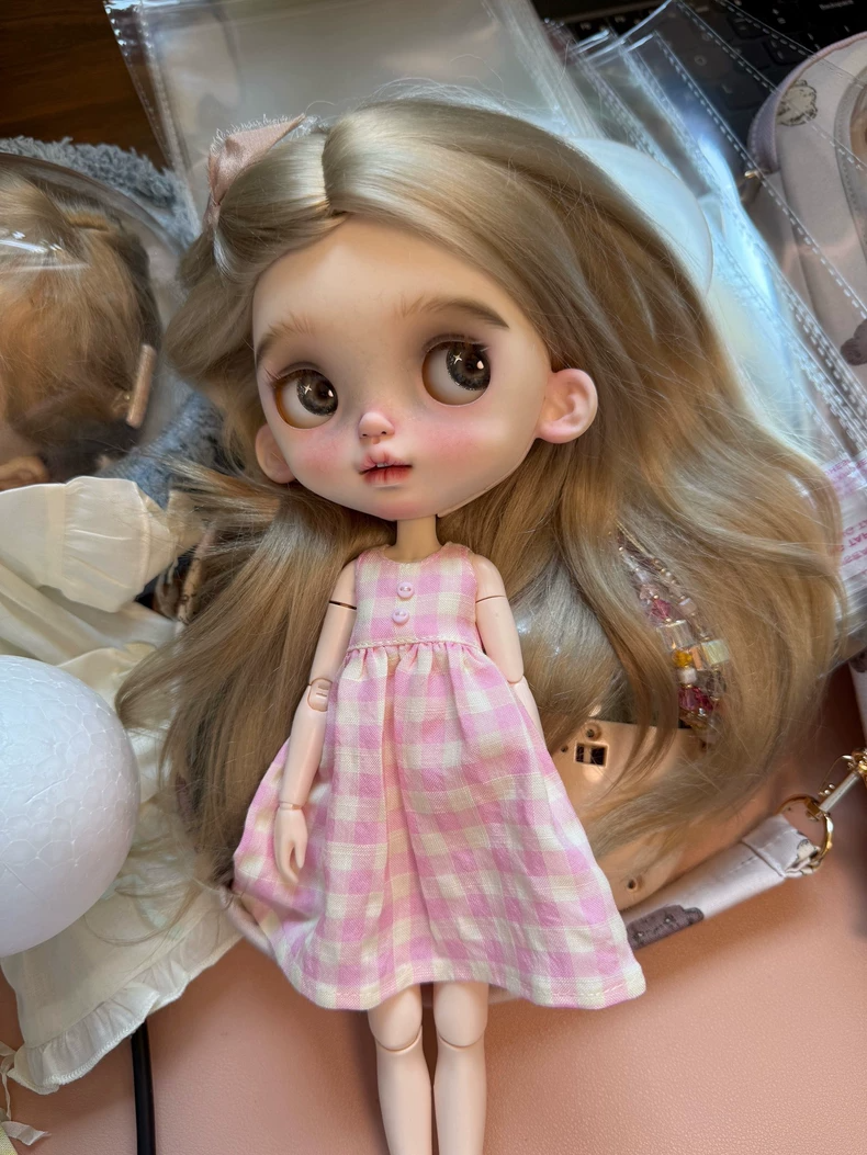 Charming Blythe Doll Plaid Dress – Stylish, Handcrafted & Durable for OB24 Dolls - Image 3
