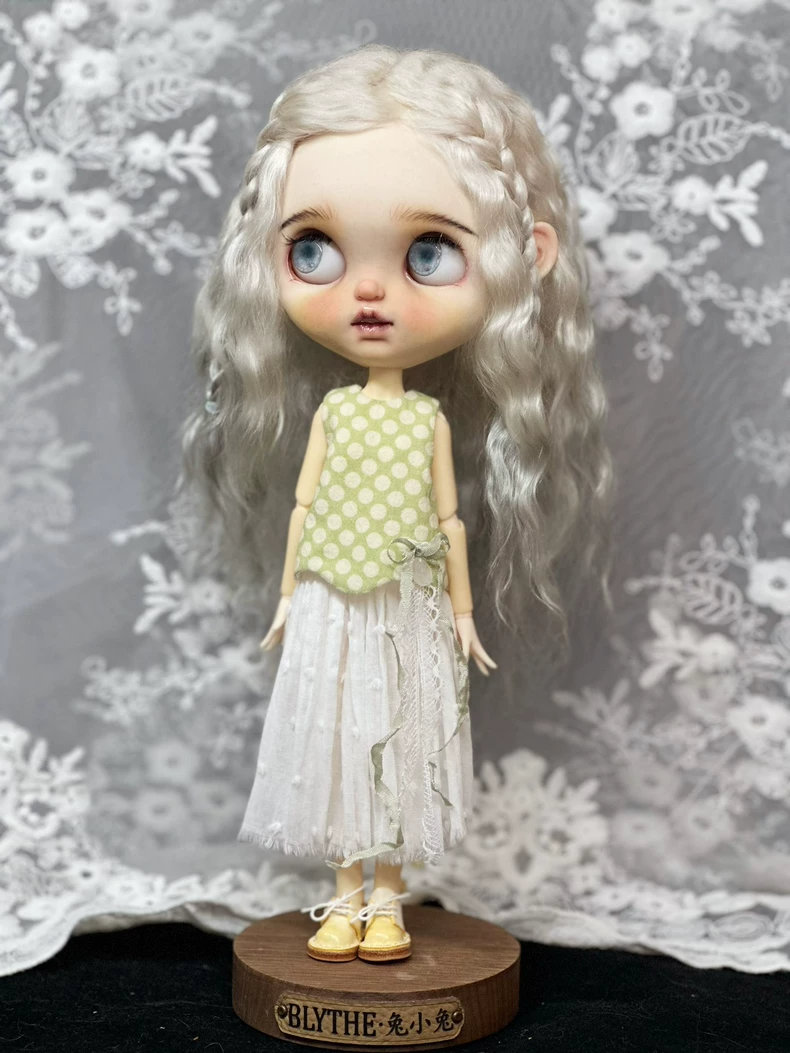 Charming Polka Dot & Lace Blythe Doll Outfit – Elegant OB22/24/26 Fit - Image 3