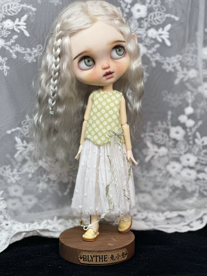 Charming Polka Dot & Lace Blythe Doll Outfit – Elegant OB22/24/26 Fit - Image 6