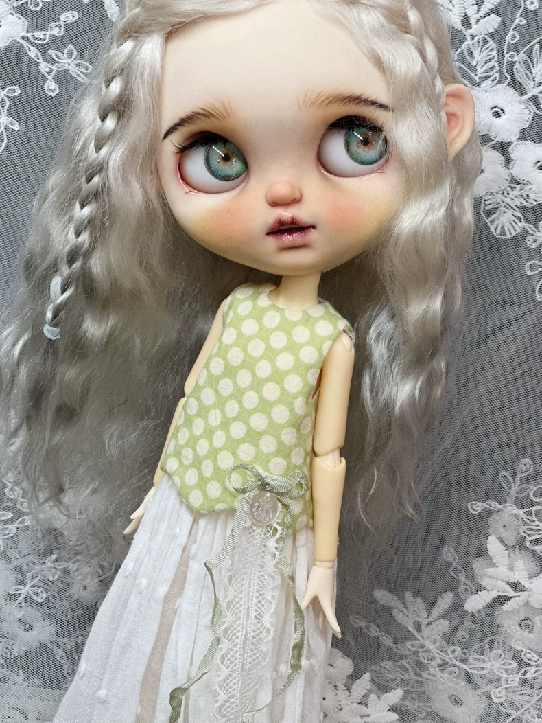 Charming Polka Dot & Lace Blythe Doll Outfit – Elegant OB22/24/26 Fit - Image 7