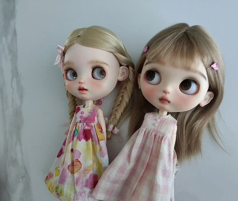 Charming Pink Plaid Blythe Doll Dress Handmade for OB24 - Premium Quality - Image 4