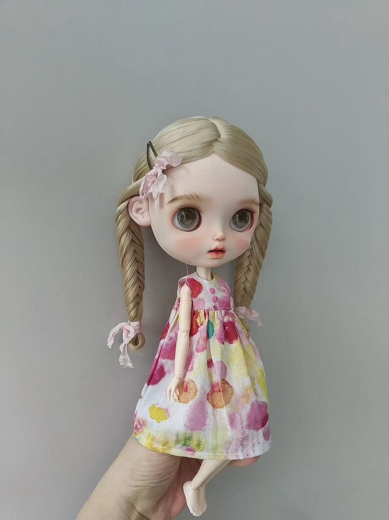 Charming Pink Plaid Blythe Doll Dress Handmade for OB24 - Premium Quality - Image 5