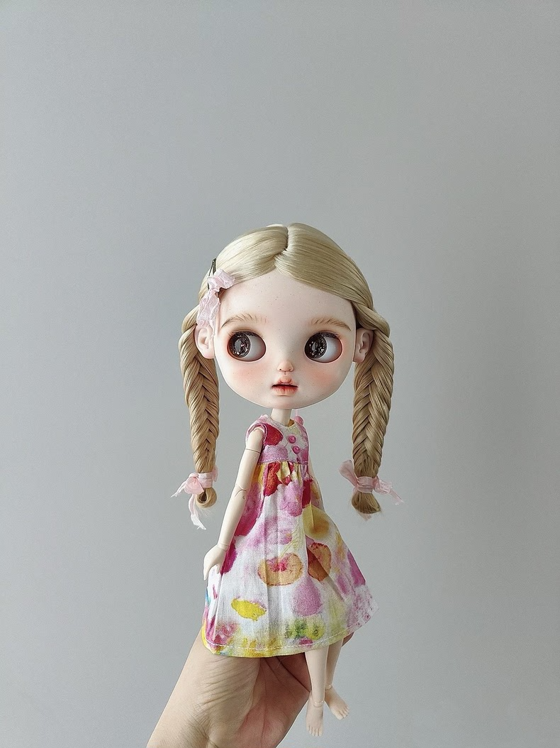 Charming Pink Plaid Blythe Doll Dress Handmade for OB24 - Premium Quality - Image 6
