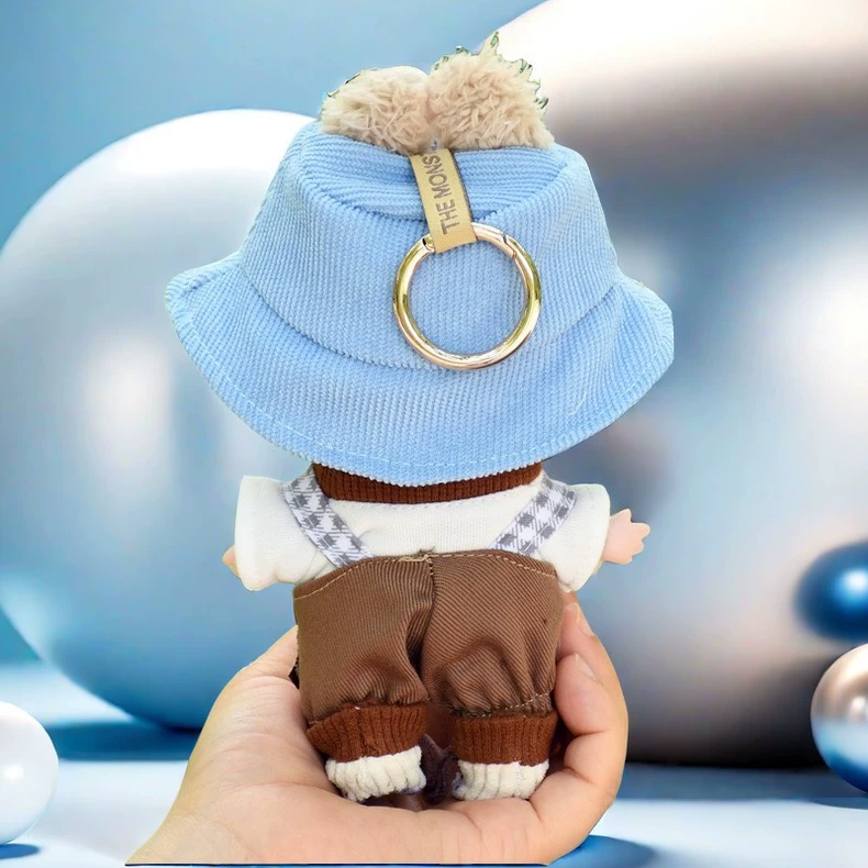Adorable LABUBU Outfit: Blue Hat & Brown Overalls for 17cm Figures – Perfect for Collectors & Creative Play! - Image 8