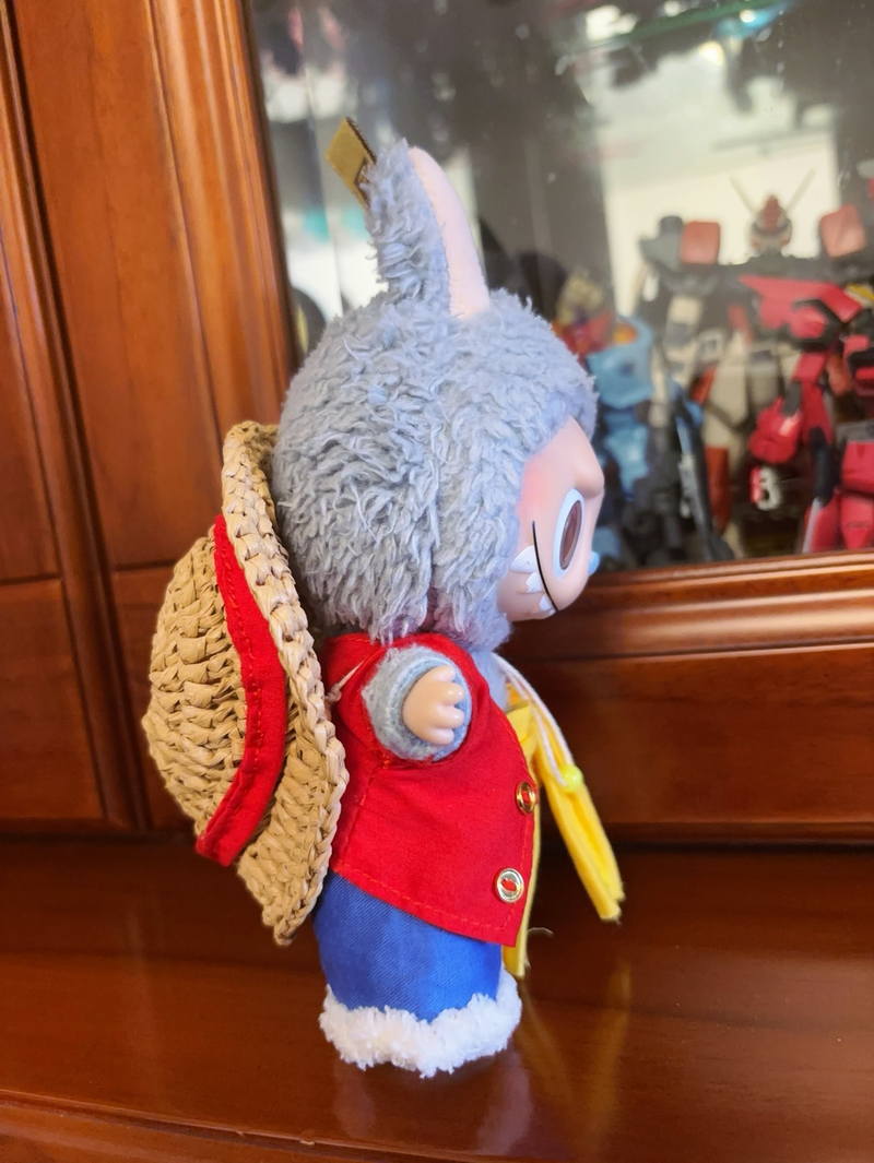 Handmade Labubu Doll in One Piece Luffy Outfit – Custom Straw Hat & Vibrant Cosplay Collectible - Image 4