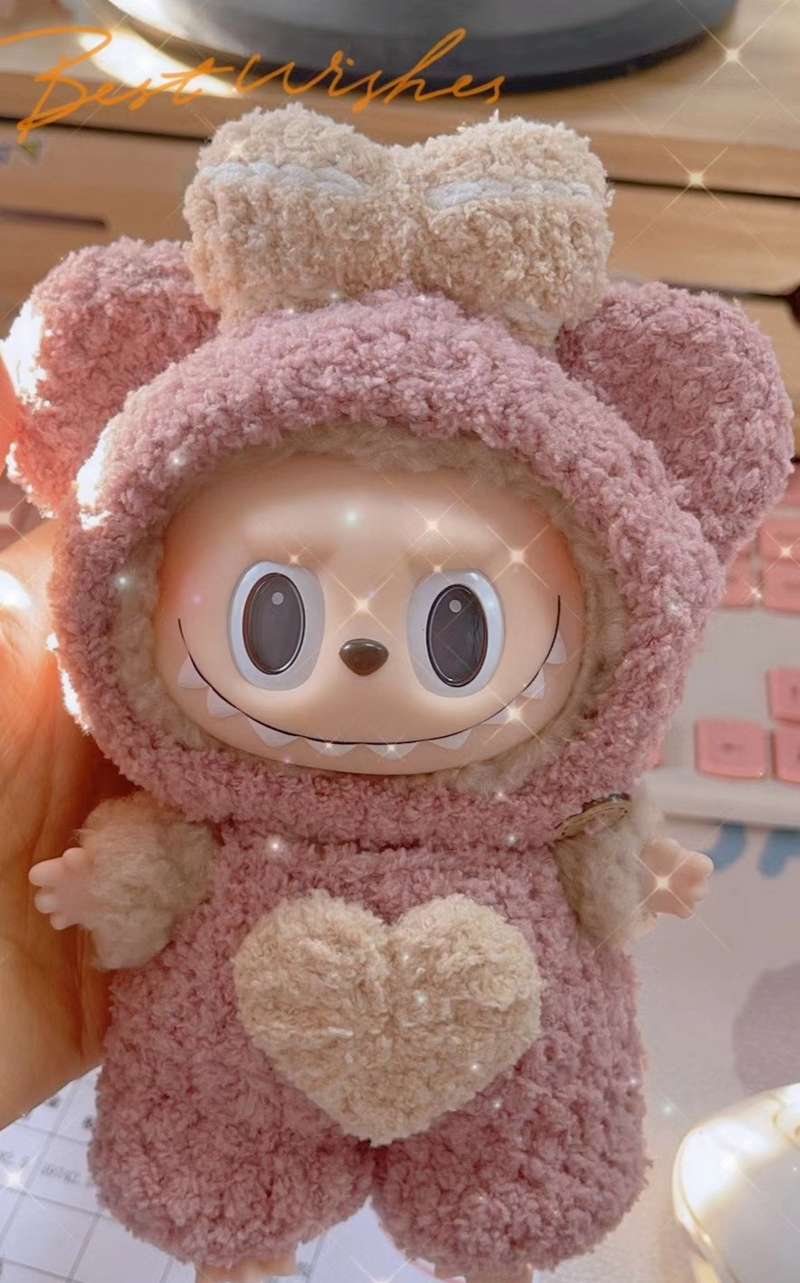 Labubu Sherry-Inspired Popcorn Outfit: Pastel Pink Plush Disney Doll Ensemble for Collectors - Image 1